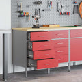 Werkbank mit Schubladen 2 pcs Rot und Grau 100 x 55 x 85 cm