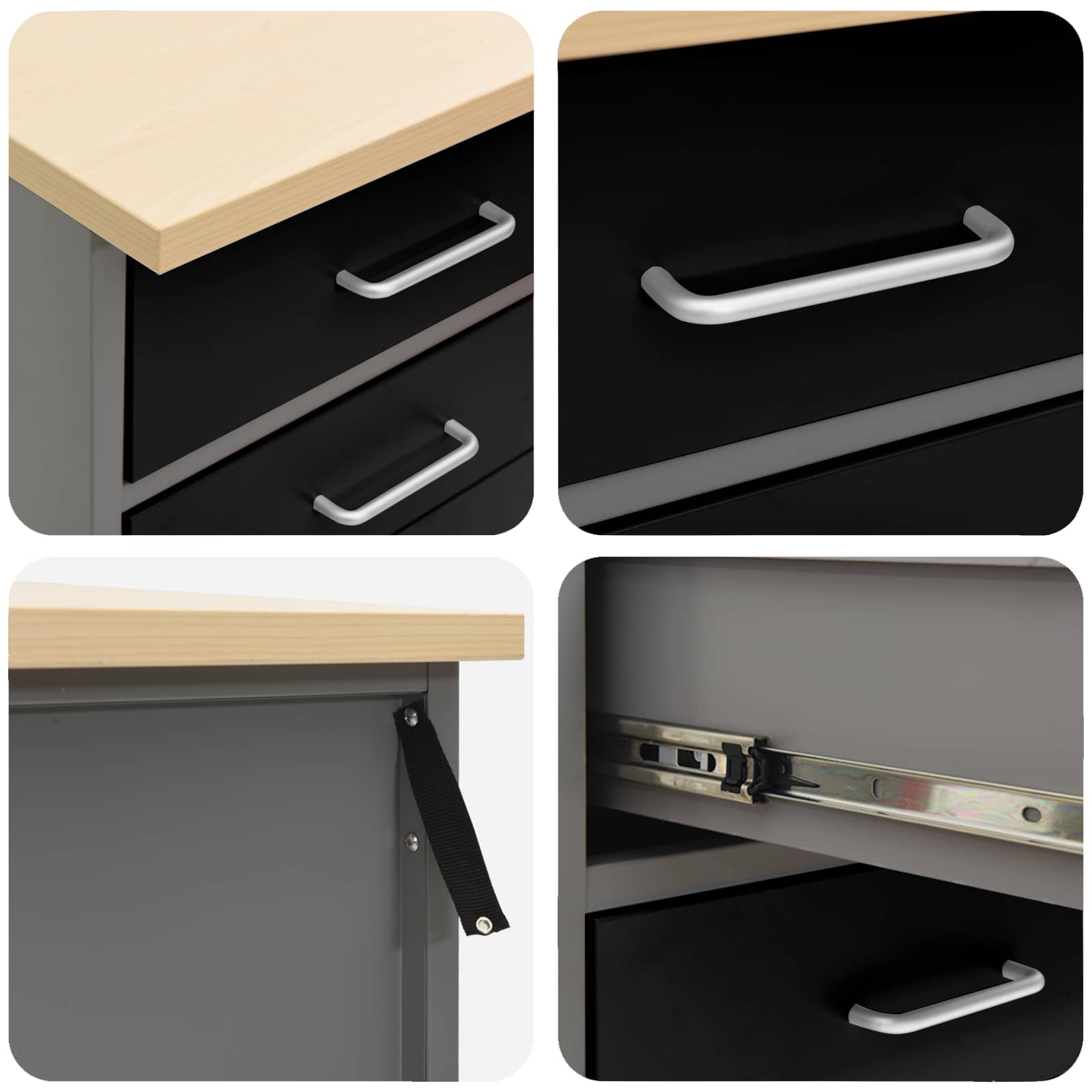 Werkbank mit Schubladen 2 pcs Schwarz und Grau 100 x 55 x 85 cm