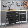 Werkbank mit Schubladen 3 pcs Schwarz und Grau 150 x 55 x 85 cm
