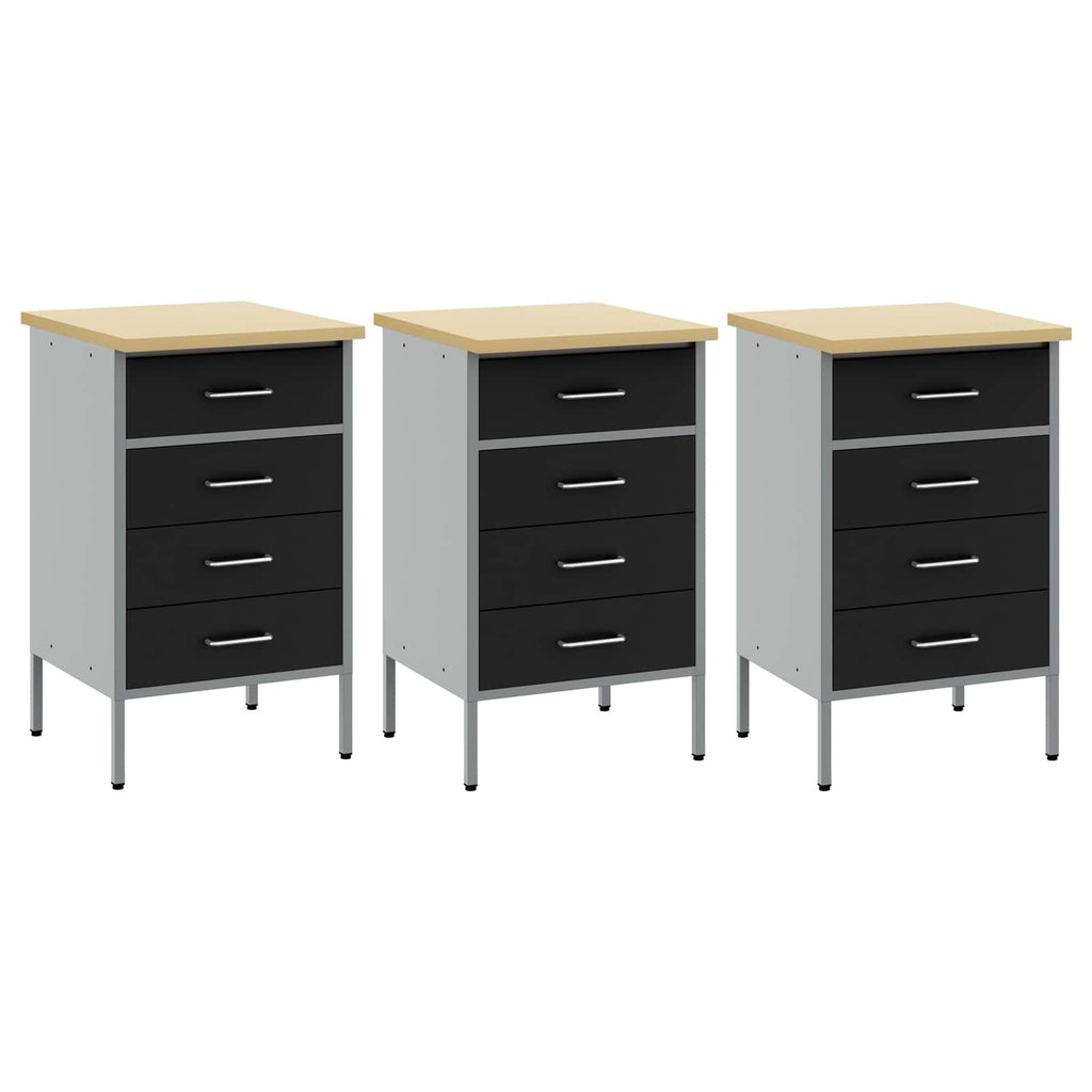 Werkbank mit Schubladen 3 pcs Schwarz und Grau 150 x 55 x 85 cm