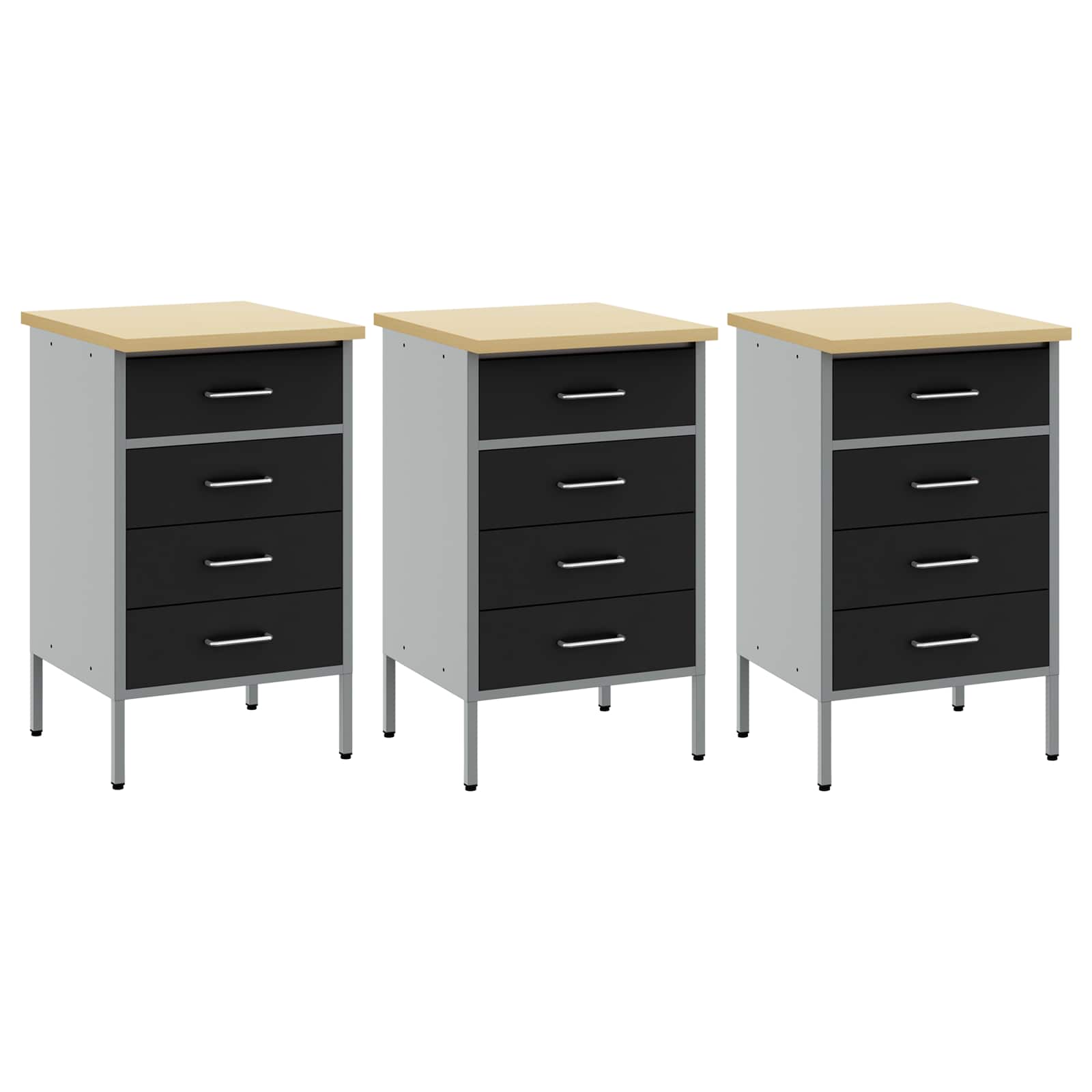Werkbank mit Schubladen 3 pcs Schwarz und Grau 150 x 55 x 85 cm