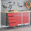 Werkbank mit Schubladen 3 pcs Rot und Grau 150 x 55 x 85 cm