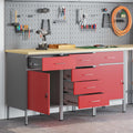 Werkbank mit Schubladen 3 pcs Rot und Grau 150 x 55 x 85 cm