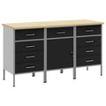 Werkbank mit Schubladen 3 pcs Schwarz und Grau 150 x 55 x 85 cm