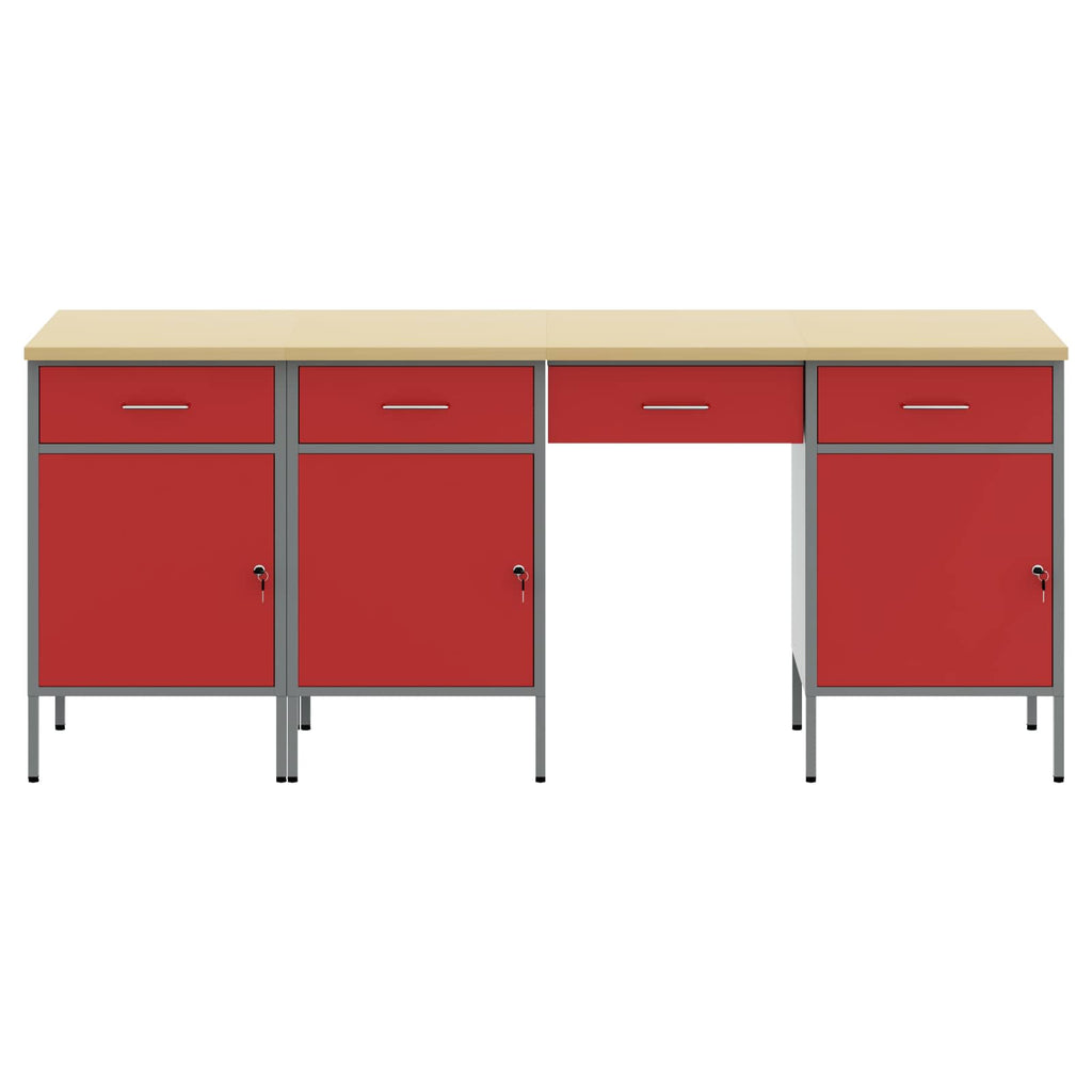 Werkbank mit Schubladen 4 pcs Rot Ingenieure Holz und Stahl