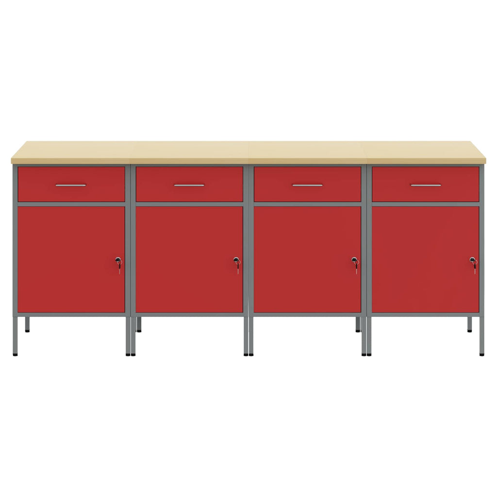 Werkbank mit Schubladen 4 pcs Rot und Grau 200 x 55 x 85 cm