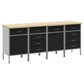 Werkbank mit Schubladen 4 pcs Schwarz und Grau 200 x 55 x 85 cm