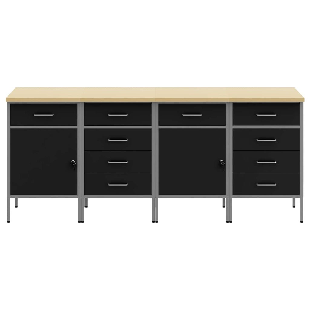 Werkbank mit Schubladen 4 pcs Schwarz und Grau 200 x 55 x 85 cm