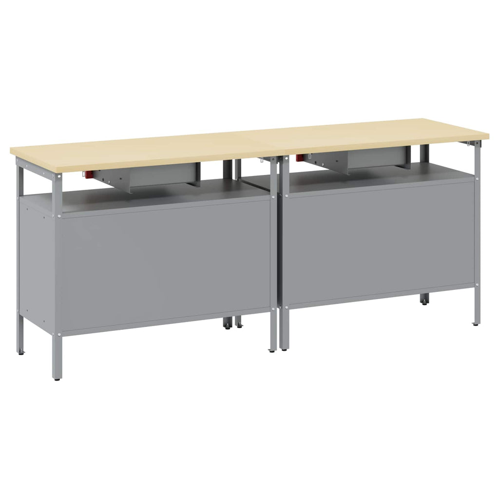 Werkbank-Set mit Schubladen 2 pcs Rot und Grau 200 x 55 x 85 cm
