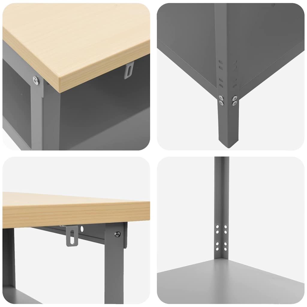 Werkbank-Set 3 pcs Beige und Grau Pulverbeschichteter Stahl