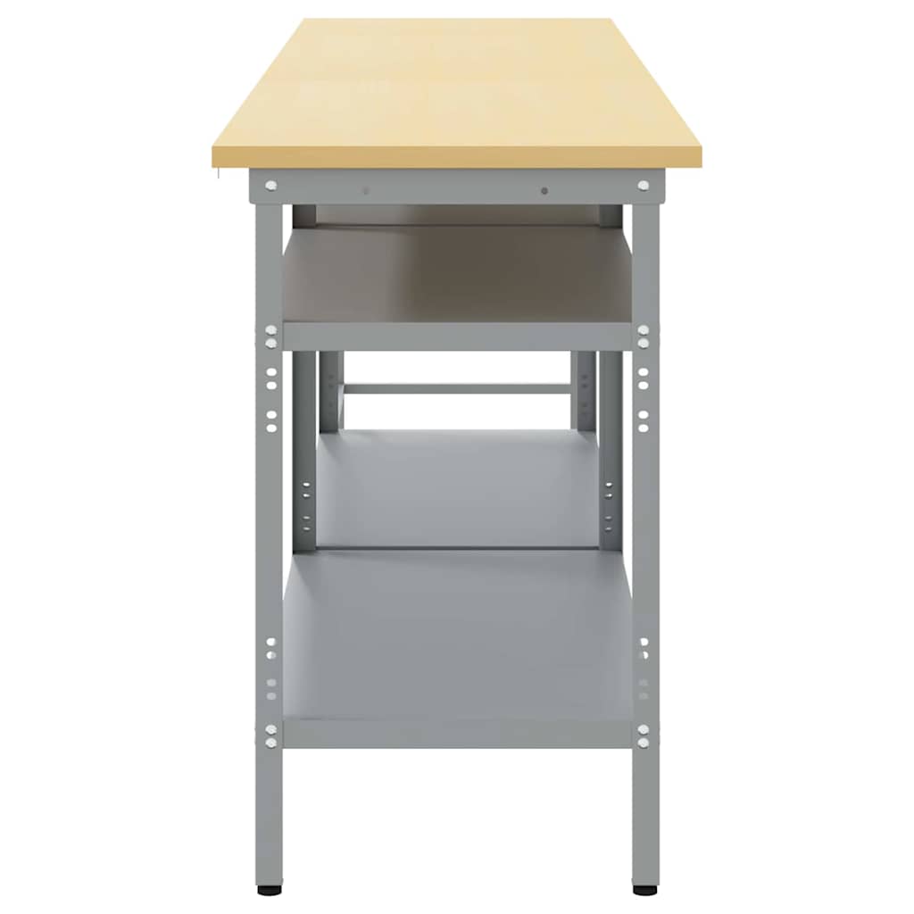 Werkbank-Set 3 pcs Beige und Grau Pulverbeschichteter Stahl