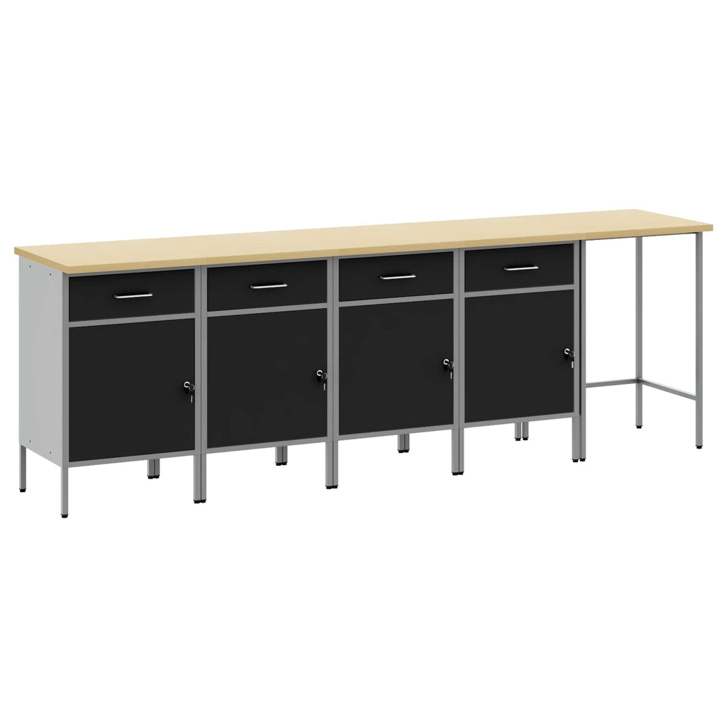 Arbeitsschrankset mit Schubladen 5 pcs Schwarz und Grau