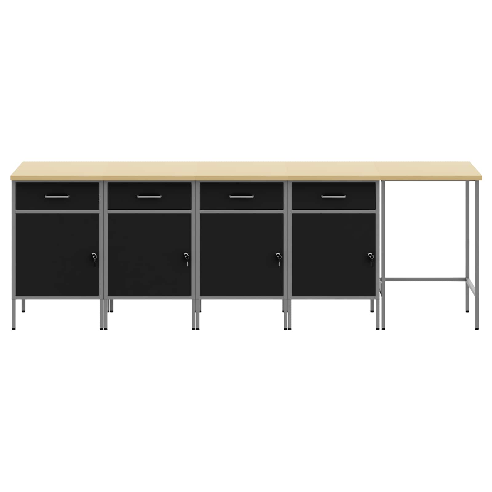 Arbeitsschrankset mit Schubladen 5 pcs Schwarz und Grau