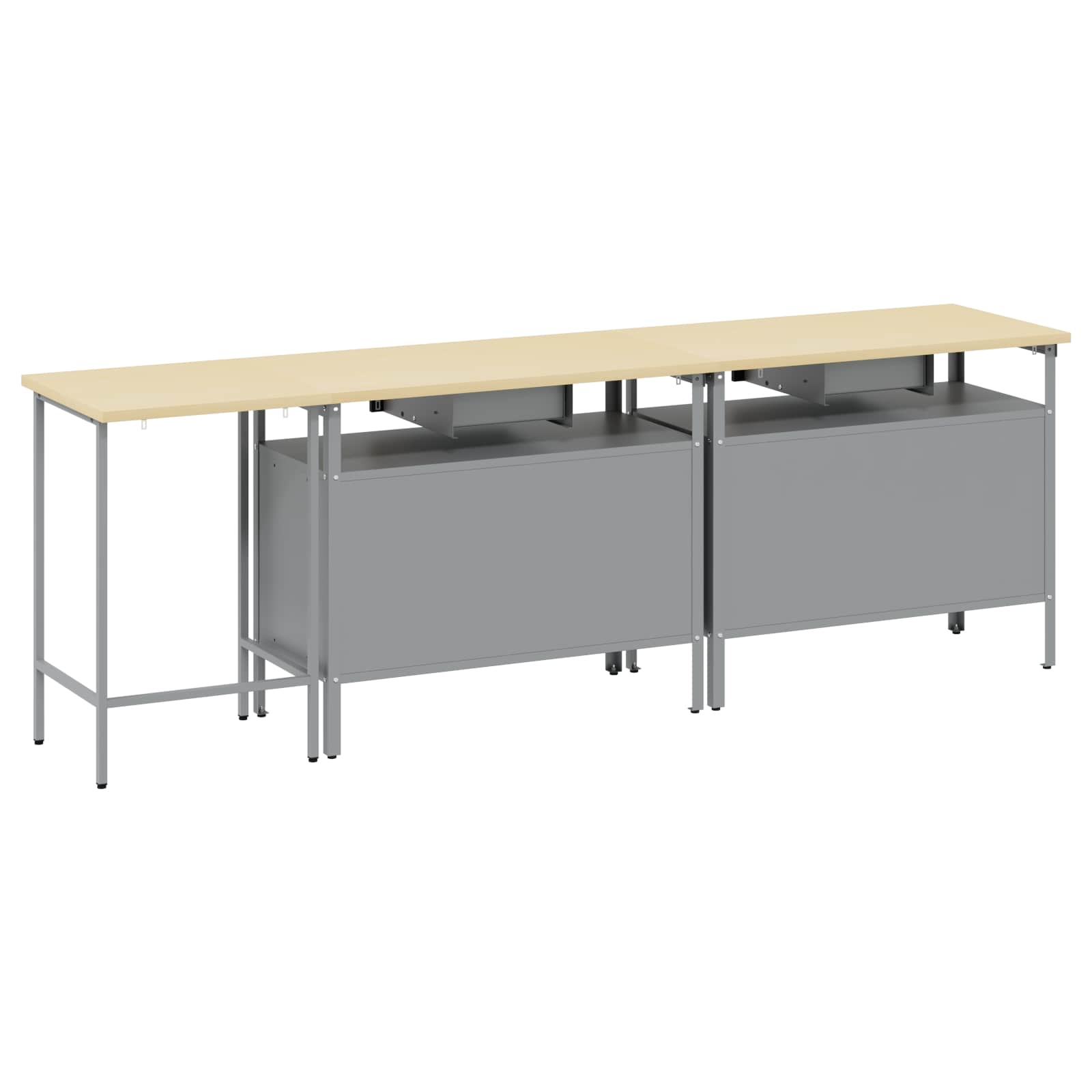Werkbank-Set 3 pcs Rot und Grau Pulverbeschichteter Stahl