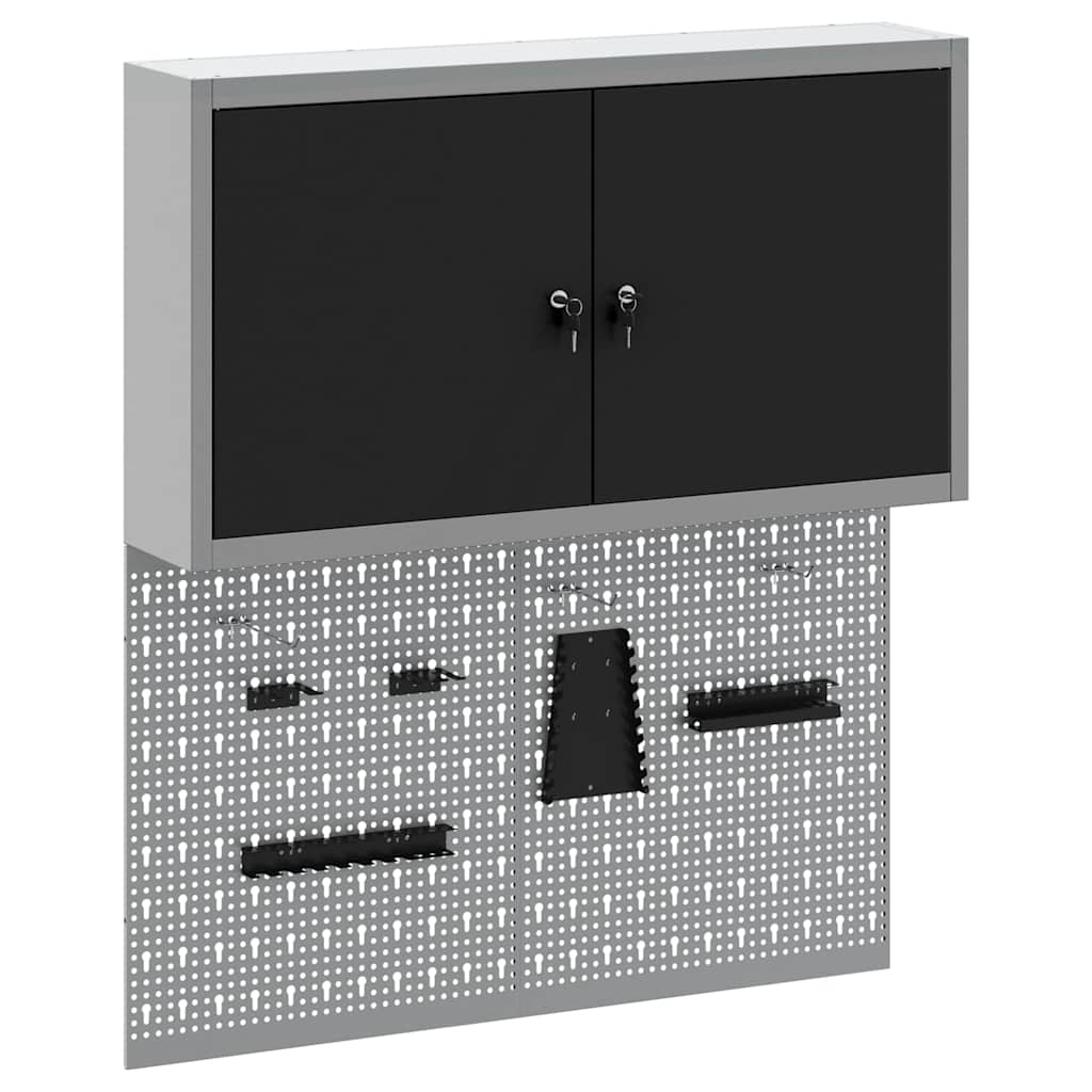 Werkzeugschrank-Set 3 pcs Schwarz Pulverbeschichteter Stahl
