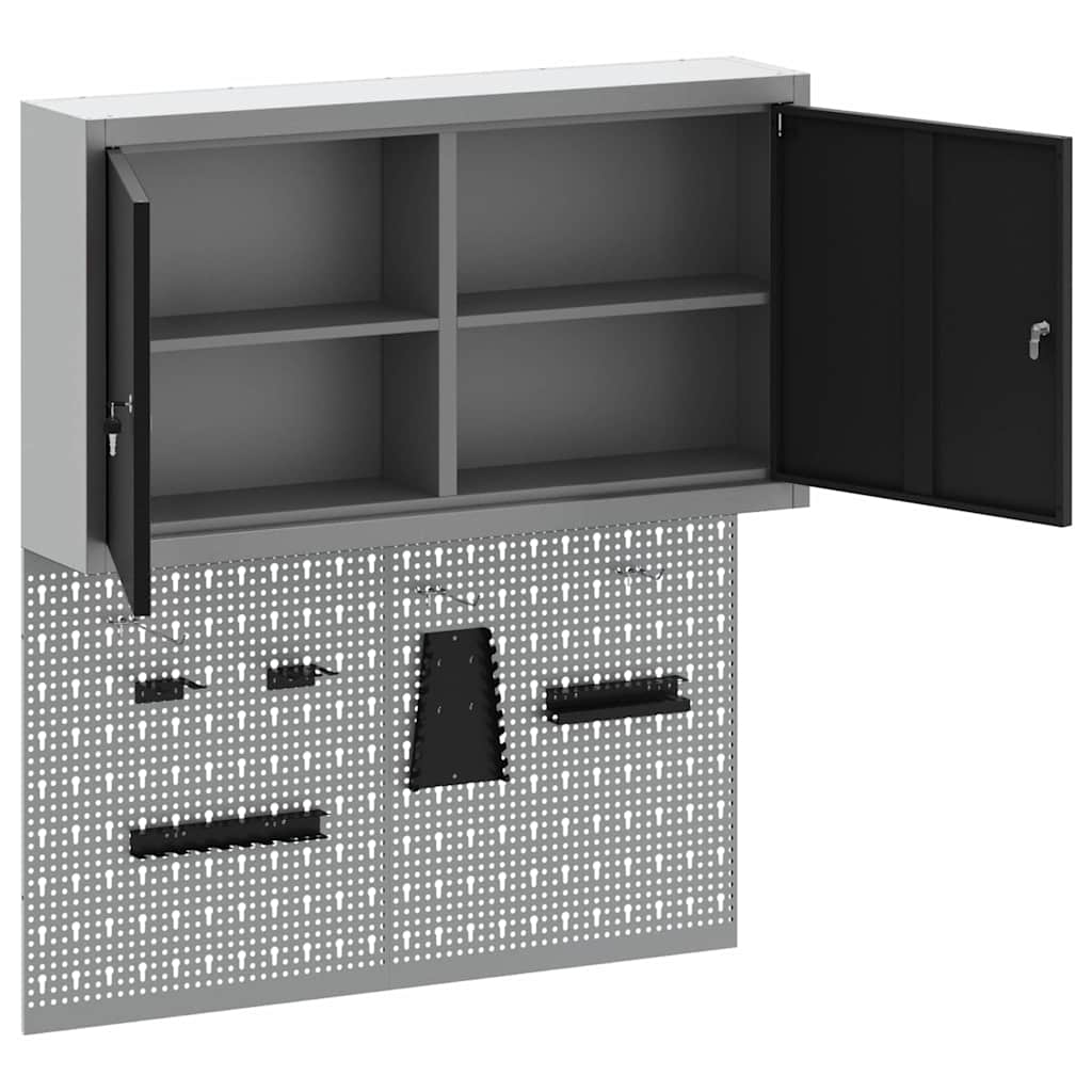 Werkzeugschrank-Set 3 pcs Schwarz Pulverbeschichteter Stahl