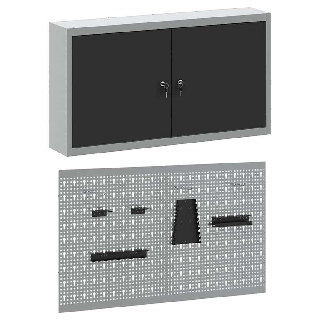 Werkzeugschrank-Set 3 pcs Schwarz Pulverbeschichteter Stahl