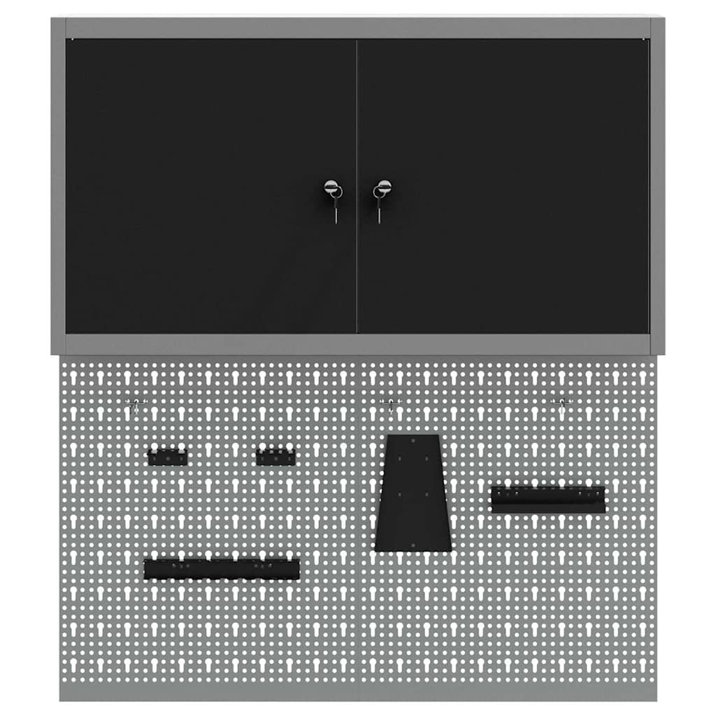 Werkzeugschrank-Set 3 pcs Schwarz Pulverbeschichteter Stahl