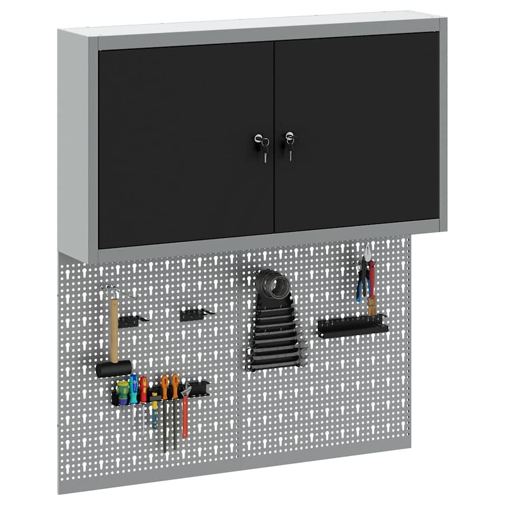 Werkzeugschrank-Set 3 pcs Schwarz Pulverbeschichteter Stahl