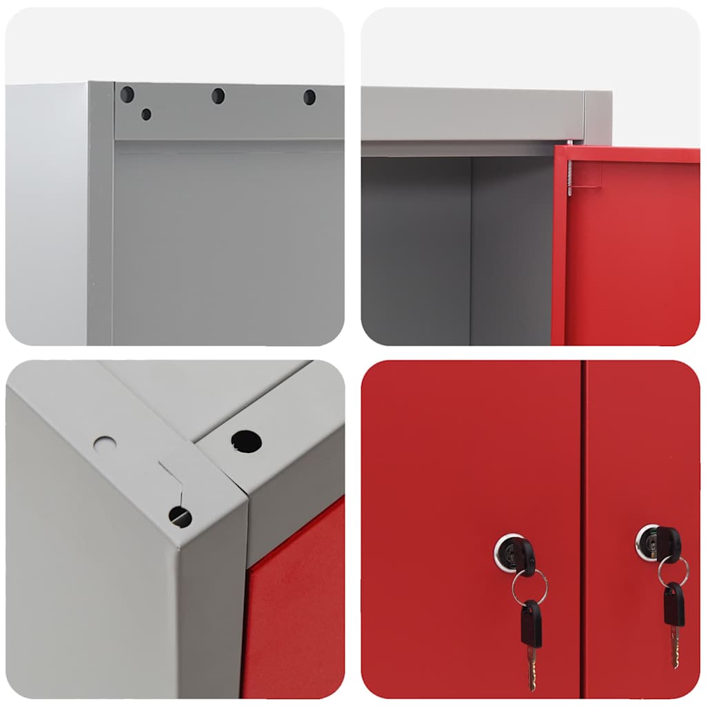 Werkzeugschrank-Set 3 pcs Rot Pulverbeschichteter Stahl