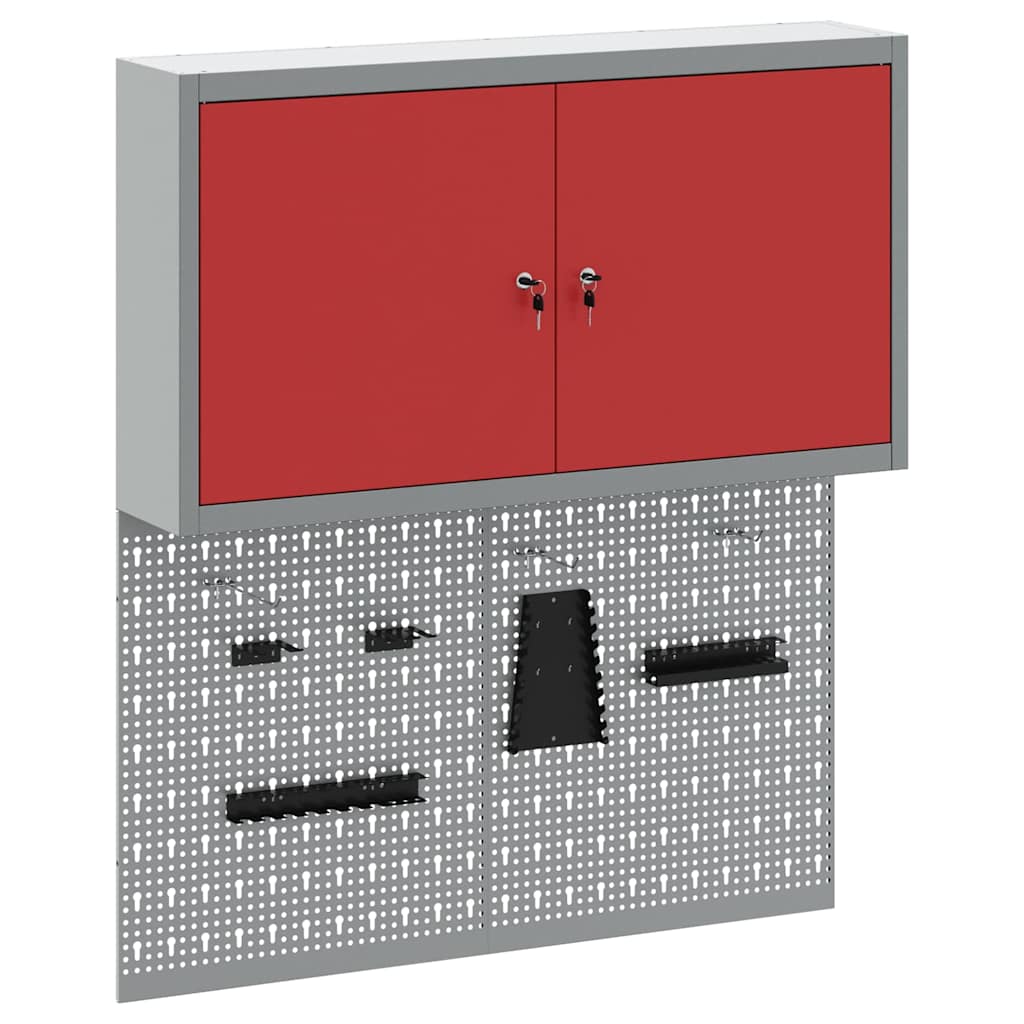 Werkzeugschrank-Set 3 pcs Rot Pulverbeschichteter Stahl