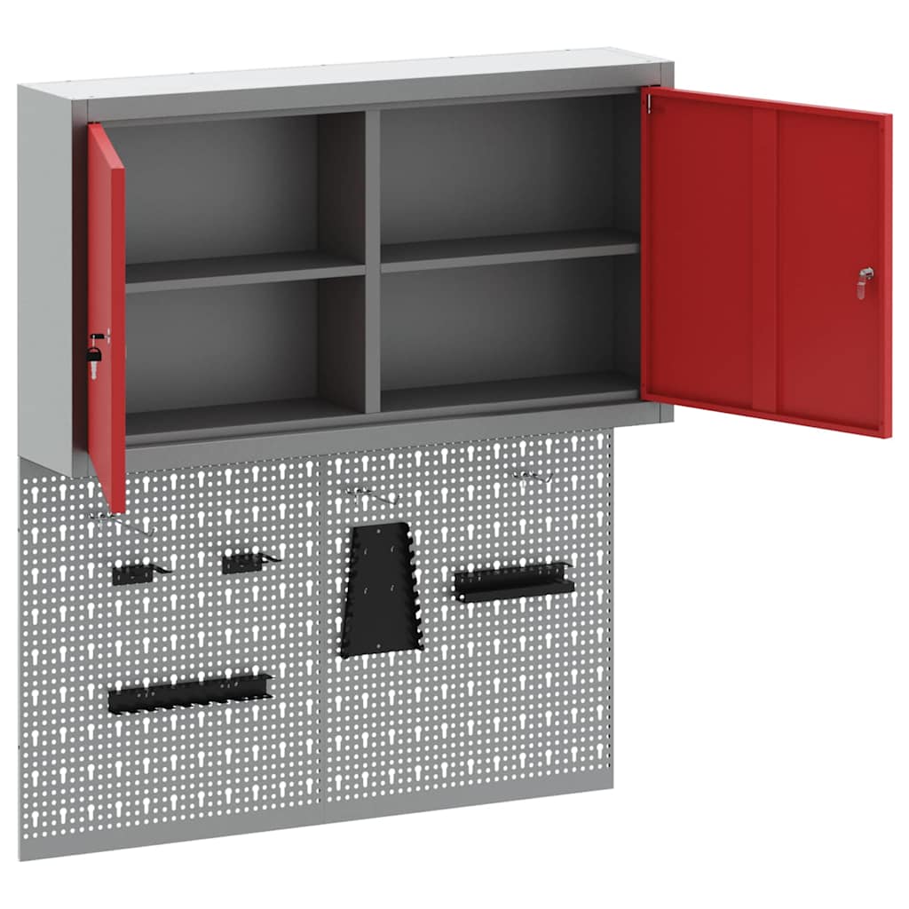 Werkzeugschrank-Set 3 pcs Rot Pulverbeschichteter Stahl