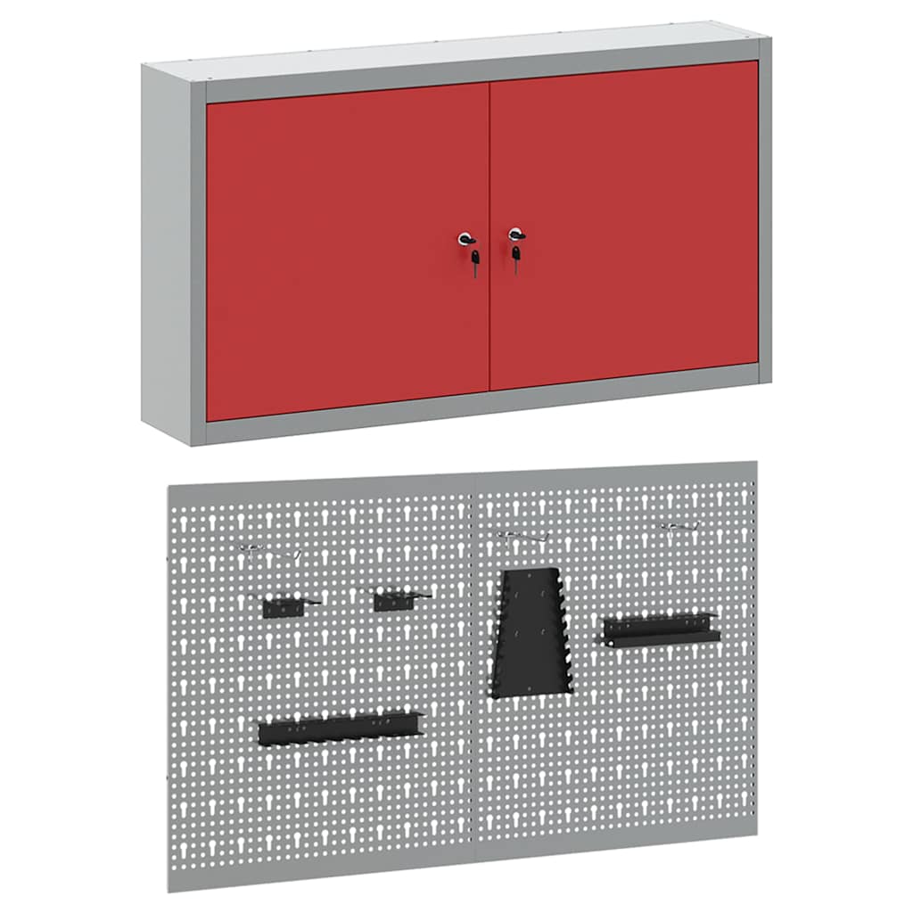 Werkzeugschrank-Set 3 pcs Rot Pulverbeschichteter Stahl