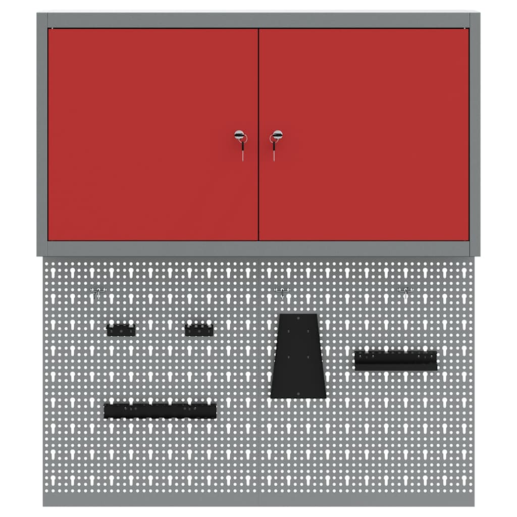 Werkzeugschrank-Set 3 pcs Rot Pulverbeschichteter Stahl