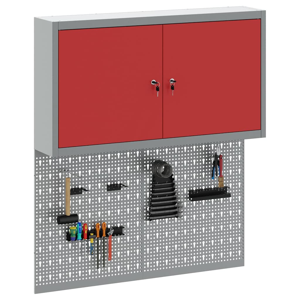 Werkzeugschrank-Set 3 pcs Rot Pulverbeschichteter Stahl