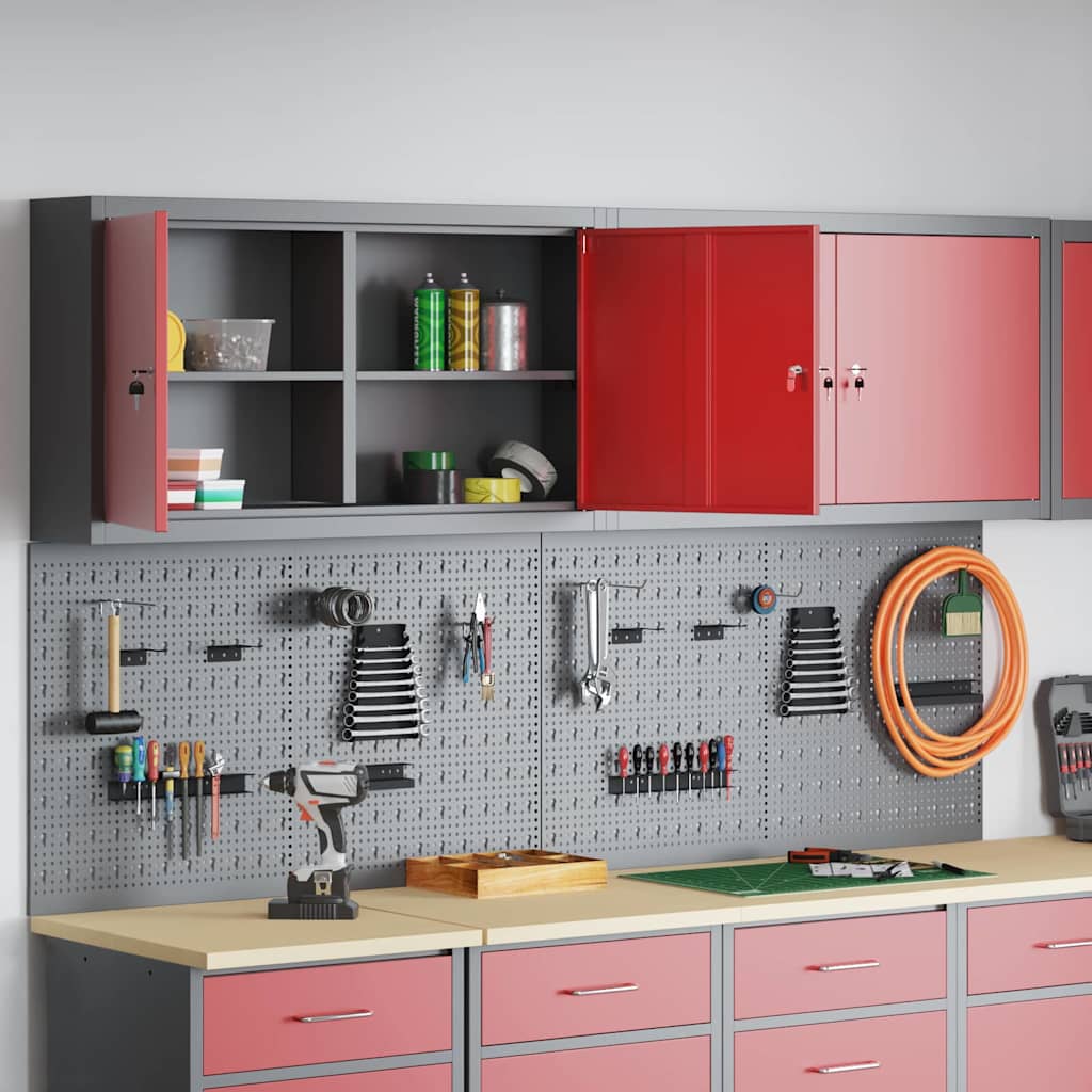 Werkzeugschrank-Set 6 pcs Rot Pulverbeschichteter Stahl