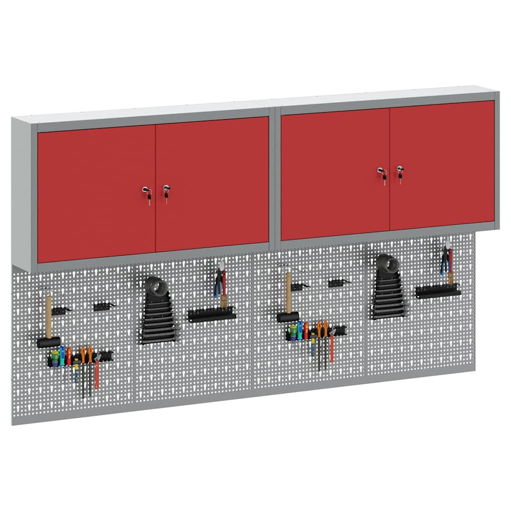 Werkzeugschrank-Set 6 pcs Rot Pulverbeschichteter Stahl