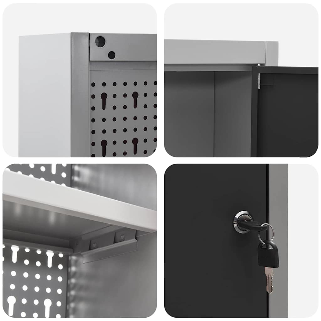 Werkzeugschrank-Set 3 pcs Schwarz Pulverbeschichteter Stahl