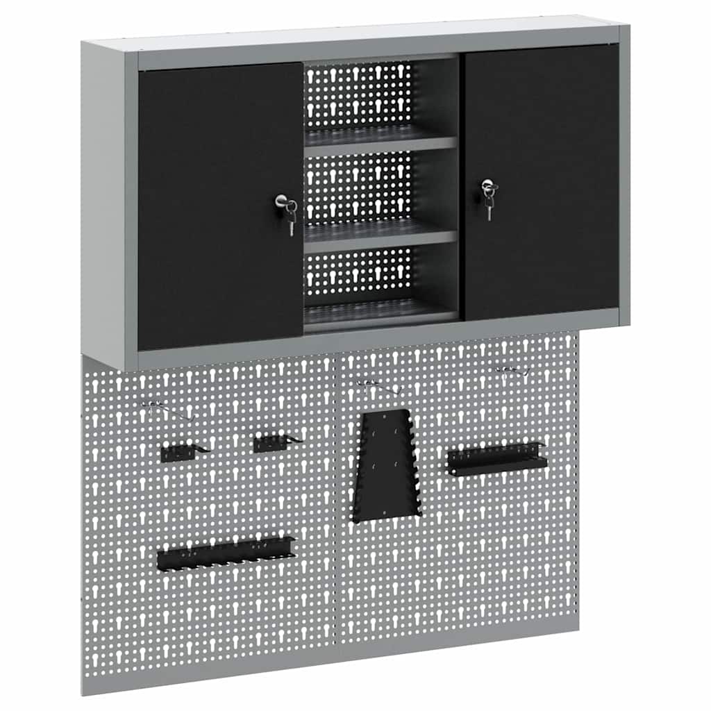 Werkzeugschrank-Set 3 pcs Schwarz Pulverbeschichteter Stahl