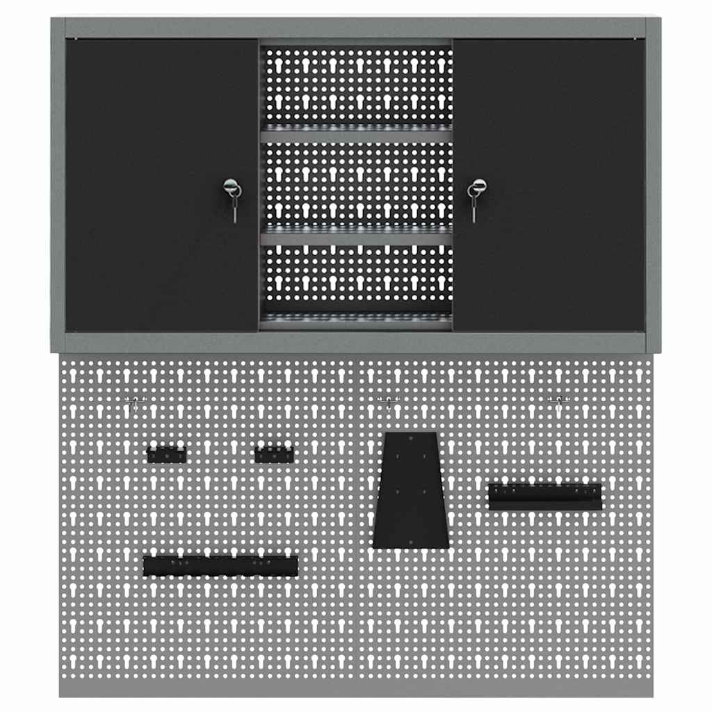 Werkzeugschrank-Set 3 pcs Schwarz Pulverbeschichteter Stahl