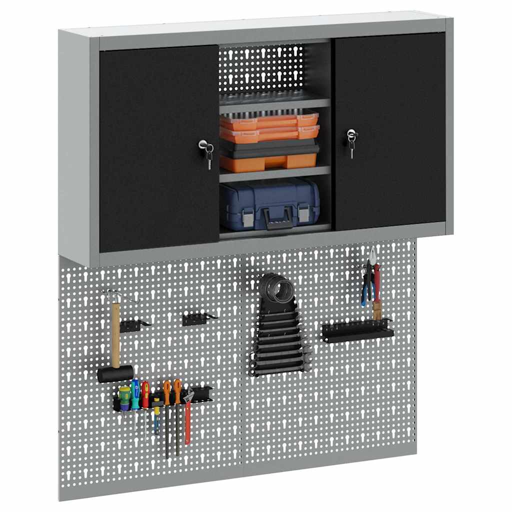 Werkzeugschrank-Set 3 pcs Schwarz Pulverbeschichteter Stahl