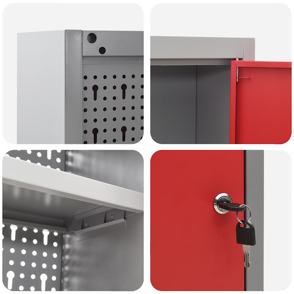 Werkzeugschrank-Set 3 pcs Rot Pulverbeschichteter Stahl