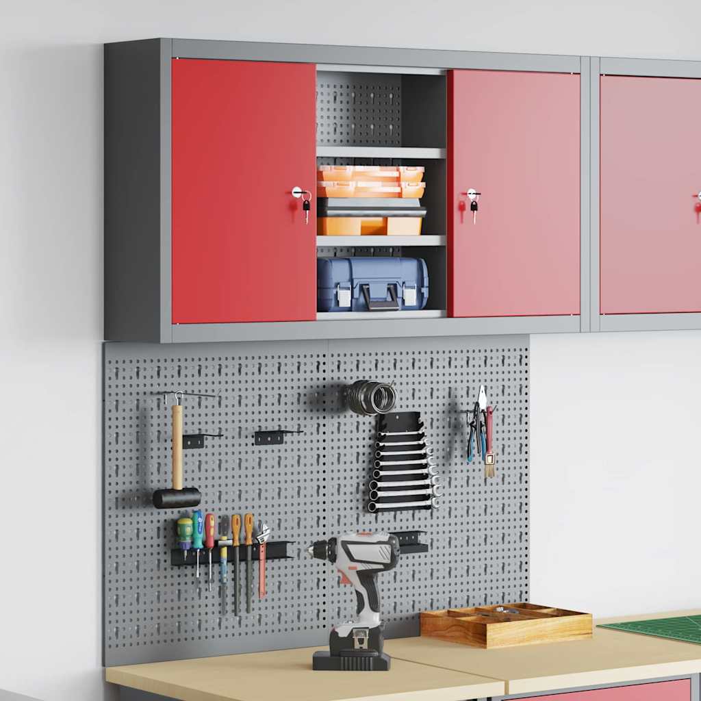 Werkzeugschrank-Set 3 pcs Rot Pulverbeschichteter Stahl