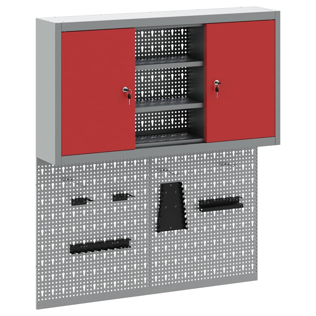 Werkzeugschrank-Set 3 pcs Rot Pulverbeschichteter Stahl