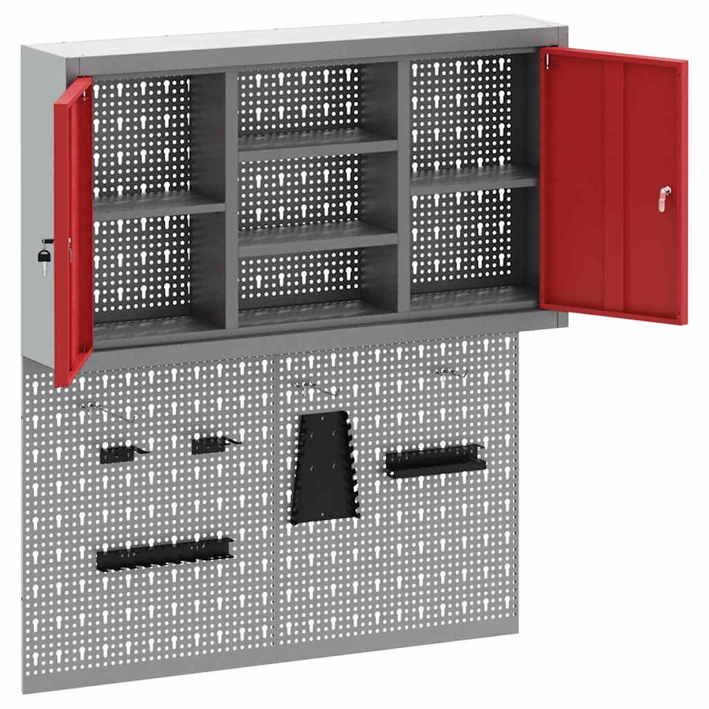 Werkzeugschrank-Set 3 pcs Rot Pulverbeschichteter Stahl