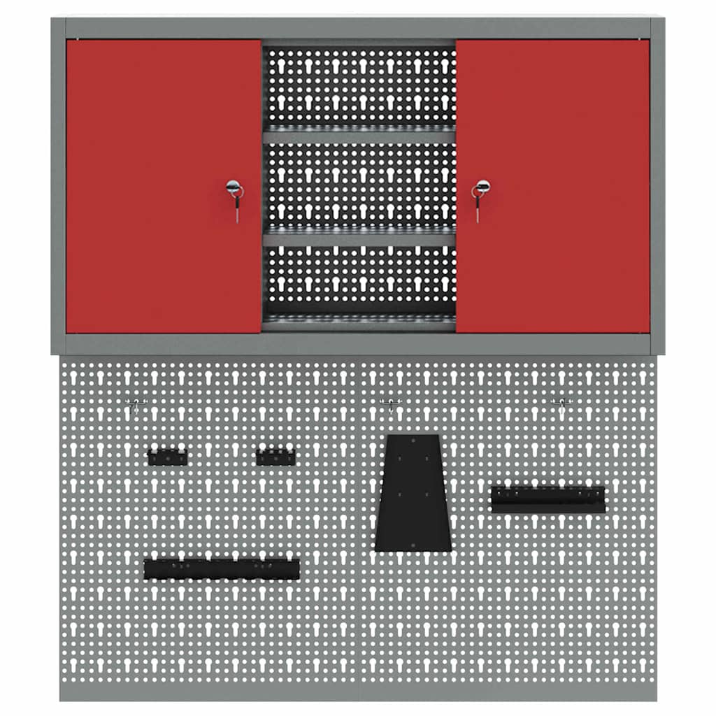 Werkzeugschrank-Set 3 pcs Rot Pulverbeschichteter Stahl