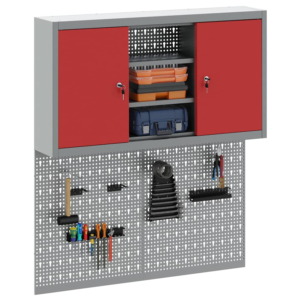 Werkzeugschrank-Set 3 pcs Rot Pulverbeschichteter Stahl