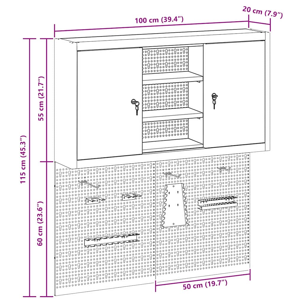 Werkzeugschrank-Set 3 pcs Rot Pulverbeschichteter Stahl