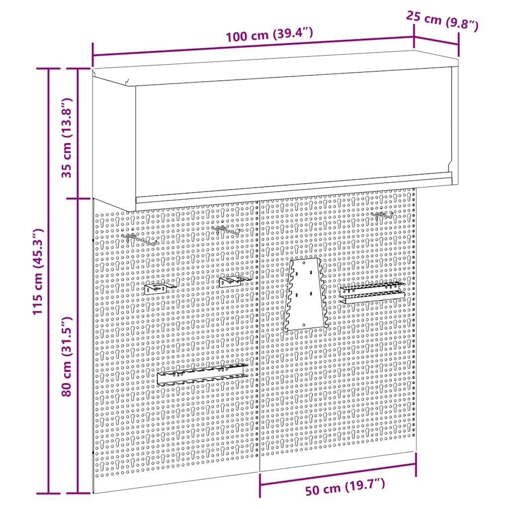 Werkzeugschrank-Set 3 pcs Schwarz Pulverbeschichteter Stahl