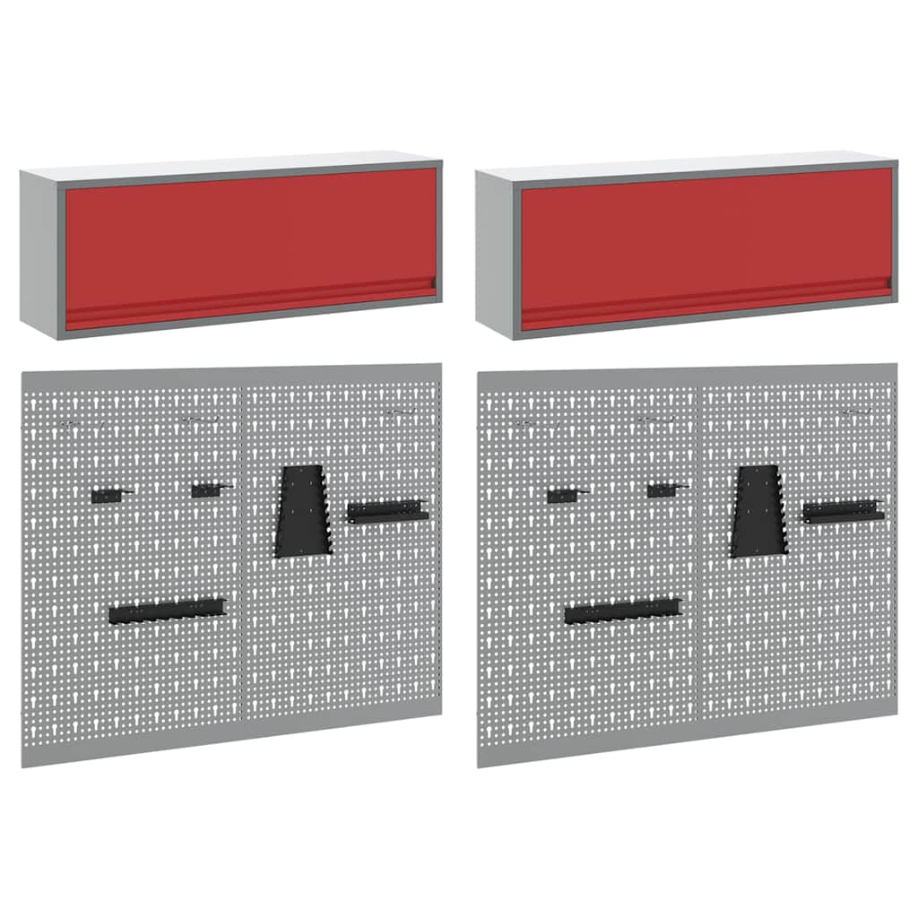 Werkzeugschrank-Set 6 pcs Rot Pulverbeschichteter Stahl