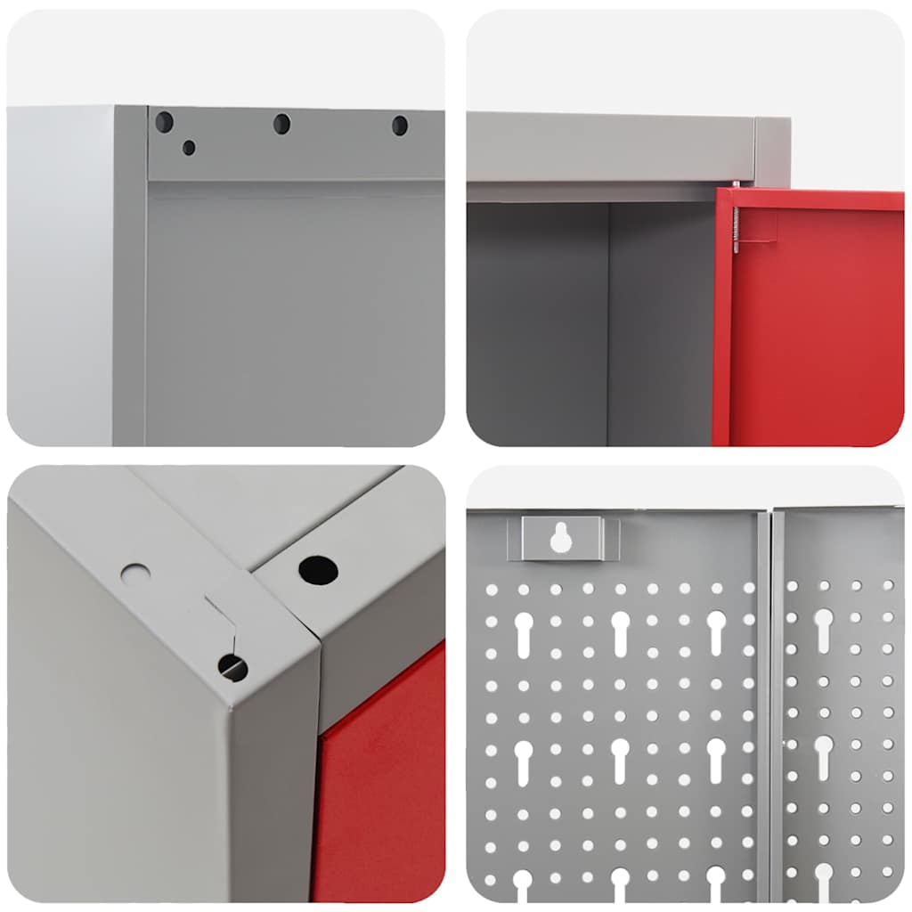 Werkbank mit Schubladen 5 pcs Rot Ingenieure Holz und Stahl