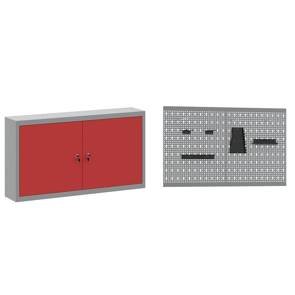 Werkbank mit Schubladen 5 pcs Rot Ingenieure Holz und Stahl