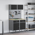 Arbeitsschrankset mit Schubladen mit Regal 8 pcs Grau