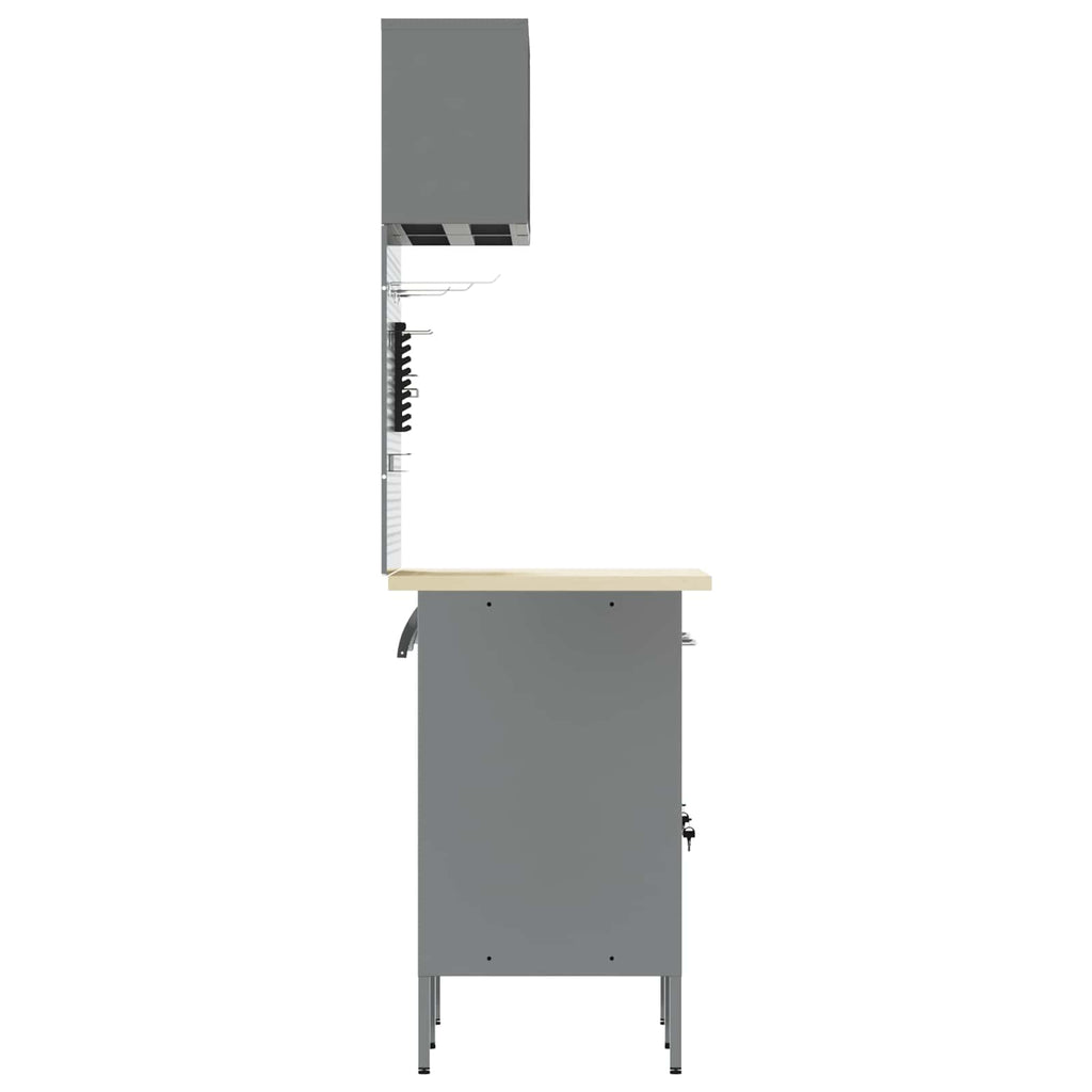 Arbeitsschrankset mit Schubladen mit Regal 8 pcs Grau