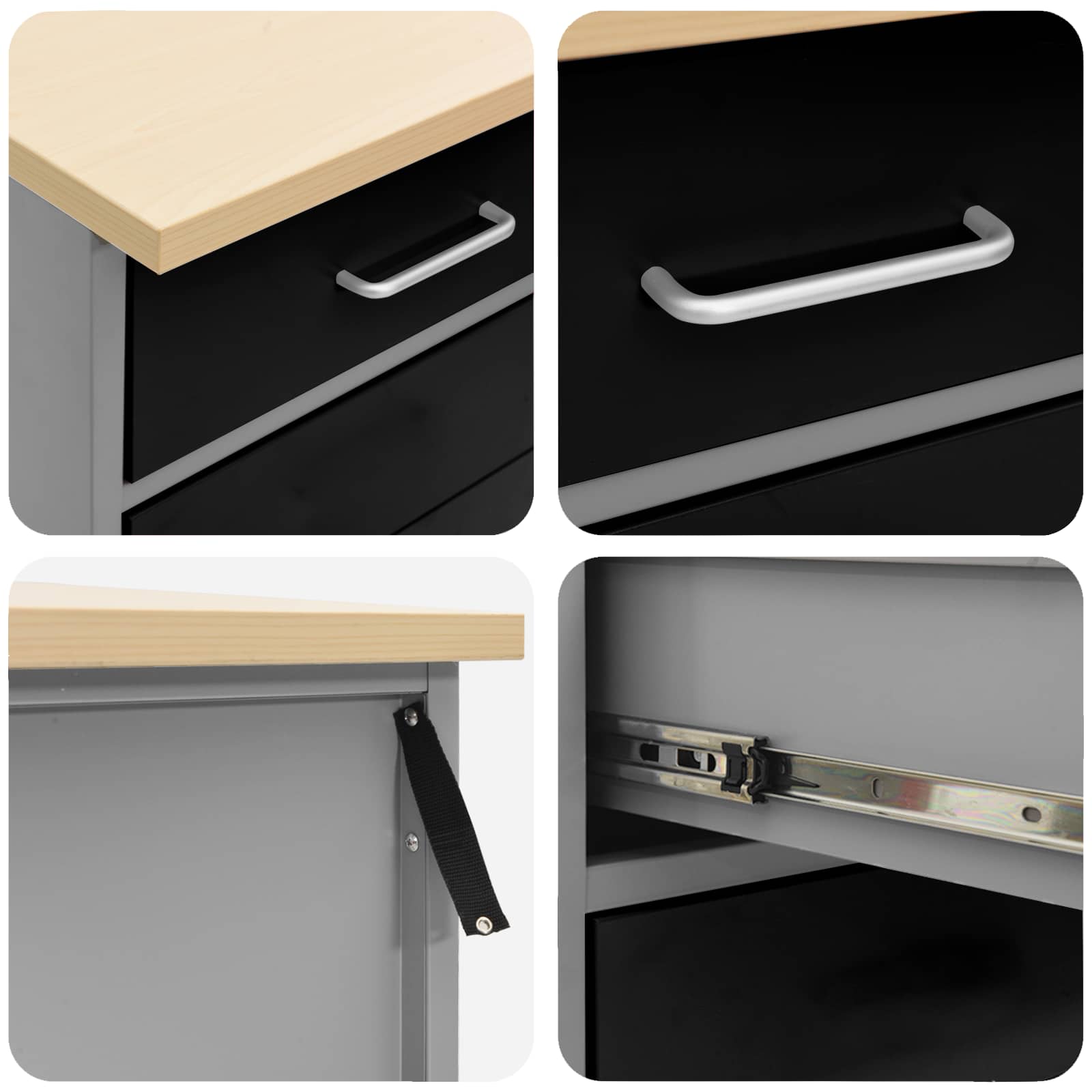 Arbeitsschrankset mit Schubladen mit Regal 5 pcs Schwarz