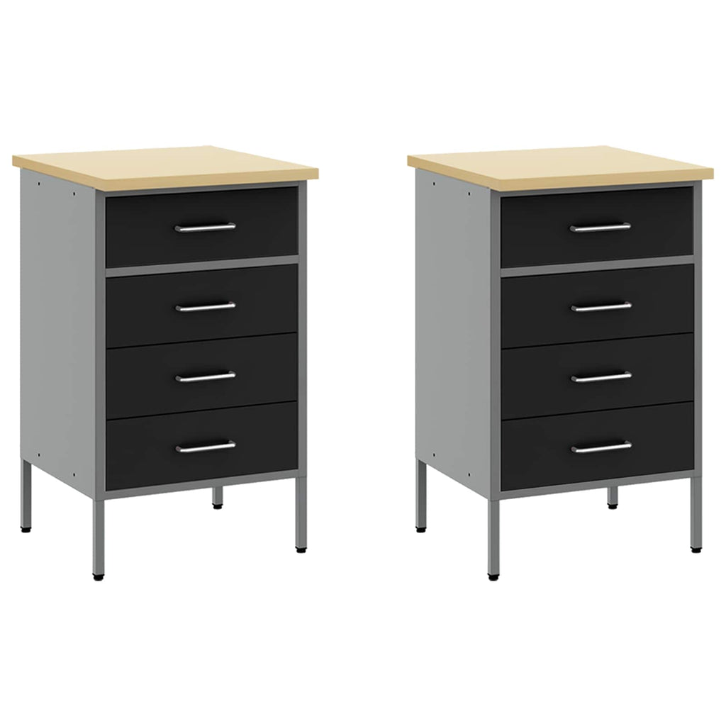 Arbeitsschrankset mit Schubladen mit Regal 5 pcs Schwarz